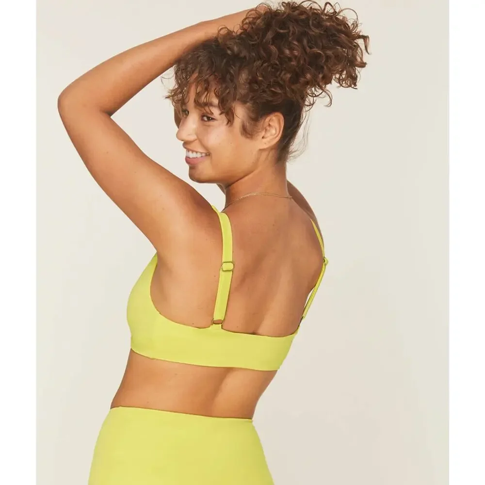 Andie Swim The Belmar Bikini Top Eco Nylon in Honeysuckle Yellow M NWT